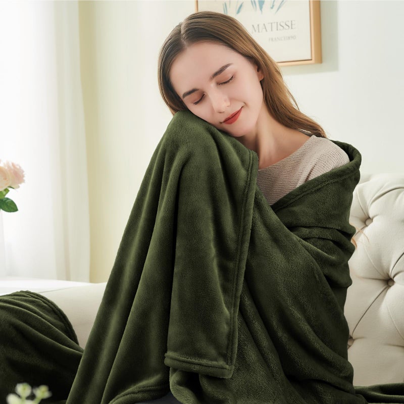 BEDELITE Fleece Blanket Olive Green Throw Blankets for Couch & Bed  Luxury Plush Cozy Fuzzy Blanket 50x60 inches  Super Soft Warm Lightweight Throw Blanket for Travel Camping - Image 2