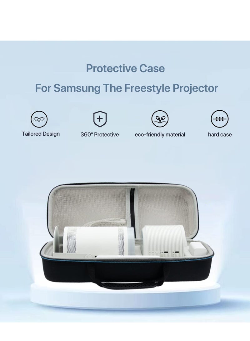 SYOSI Carrying Case for Samsung The Freestyle Projector Protective Case The Projector and Battery with Accessories EVA Portable Protect Box for Samsung Internal Partition Friction-Proof Black - Image 5