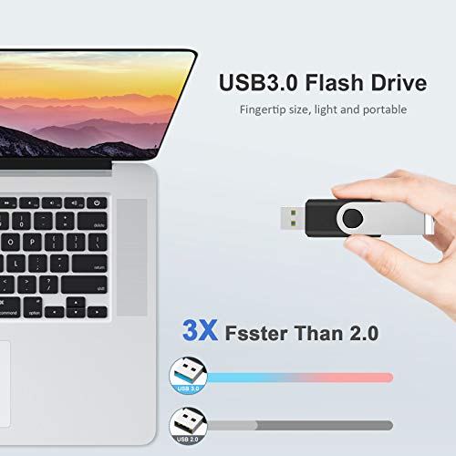 KOOTION 5 Pack 32GB USB 3.0 Flash Drives Swivel USB Stick Thumb Drives with High-Speed Transfer(Colors: Black, Blue, Green, Purple, Red) - Image 2
