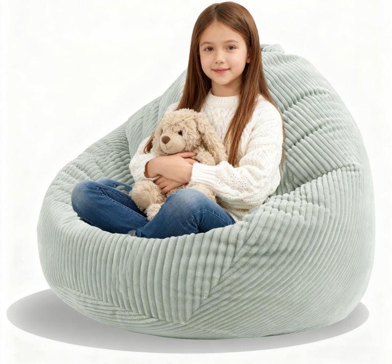ENBAOHUI Bean Bag Chairs with Memory Foam Chairs for Kids Teens Toddler Faux Fur Sofa Chair with Handle Greyish-Green - Image 2