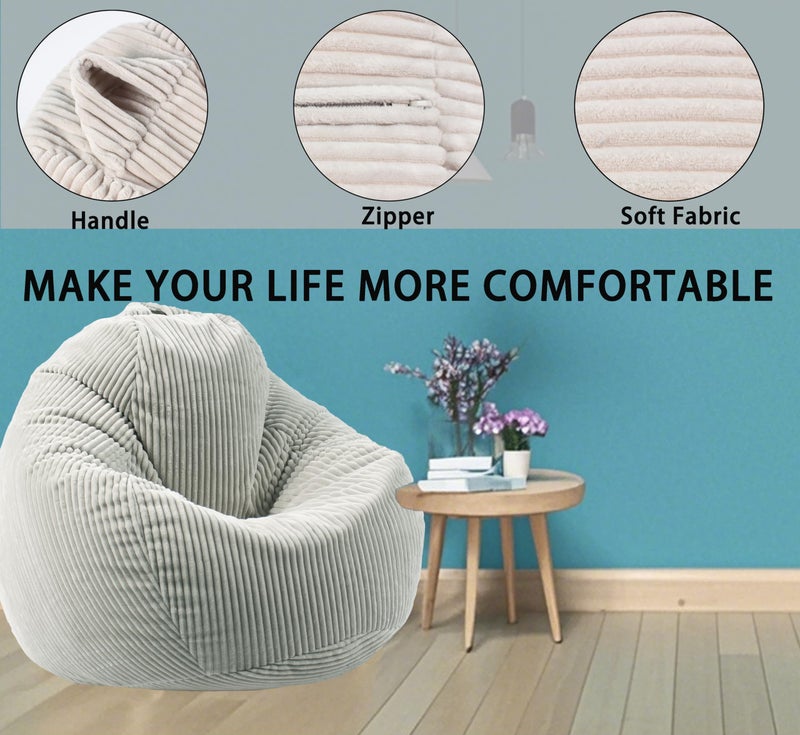 ENBAOHUI Bean Bag Chairs with Memory Foam Chairs for Kids Teens Toddler Faux Fur Sofa Chair with Handle Greyish-Green - Image 5