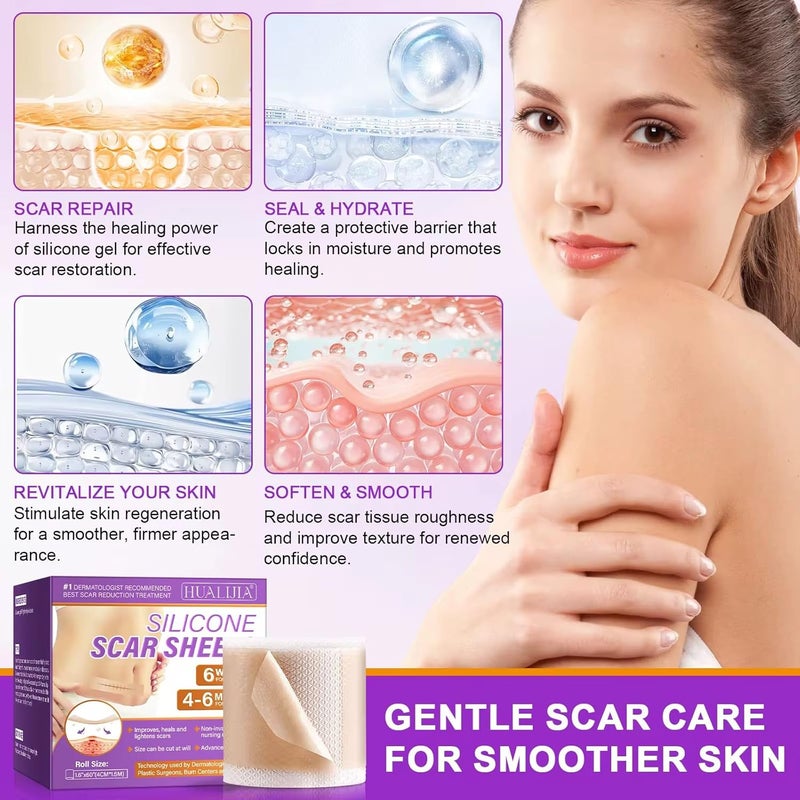 Silicone Scar Sheets Silicone Scar Tape for Surgical Scars  60 x 16 Roll  15M Medical Grade Reusable Effective Scar Removal for Keloid CSection Tummy Tuck and Acne - Image 4