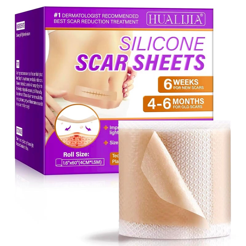 Silicone Scar Sheets Silicone Scar Tape for Surgical Scars  60 x 16 Roll  15M Medical Grade Reusable Effective Scar Removal for Keloid CSection Tummy Tuck and Acne - Image 1