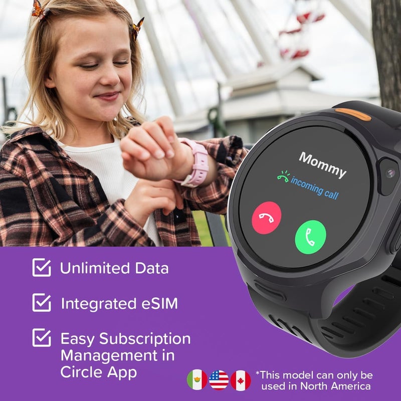 myFirst Fone R2 Kids Smartwatch with eSIM Video Calls Messaging Real-Time GPS Tracking SOS Button Safety Alerts School Mode Music Player Ages 5-12, For USA & Canada Gift for Boys & Girls (Acai Purple) - Image 4