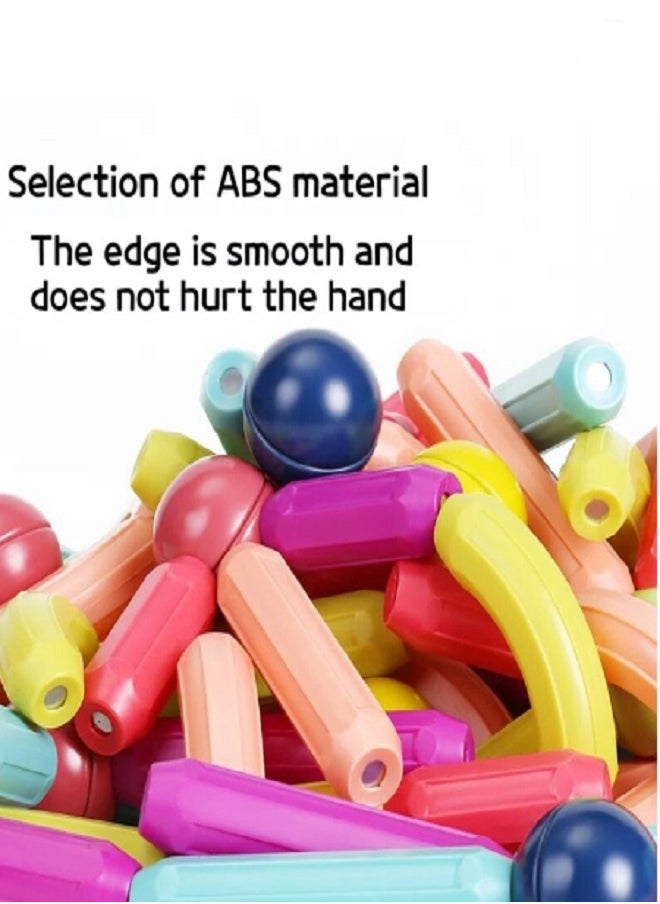 STEM - Magnetic Sticks Building Blocks Toy For Kids, 3D Magnetic Balls And Rods Set Kids Montessori Educational Toys Stacking Toys For Kids Age 3+ Years (84 Pcs) - Image 1