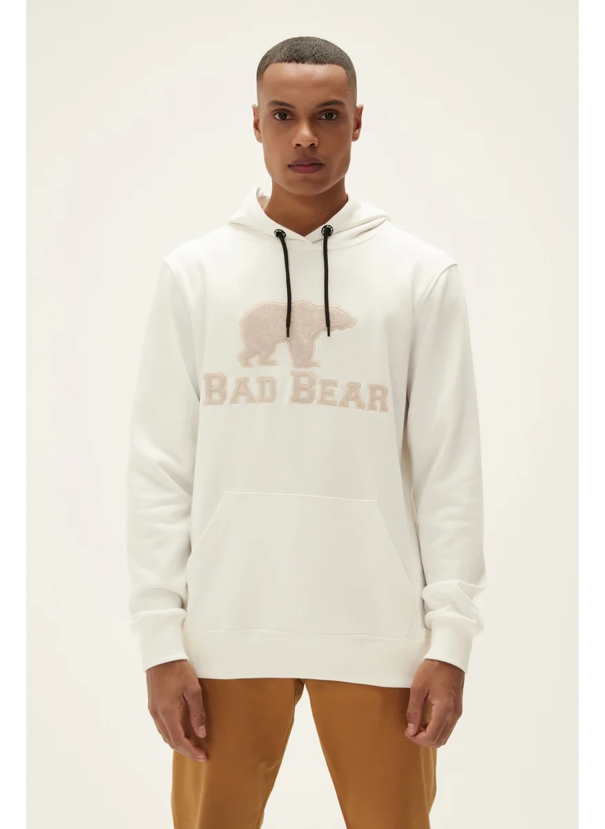 Bad Bear Brand Men's White Printed Hooded Sweatshirt