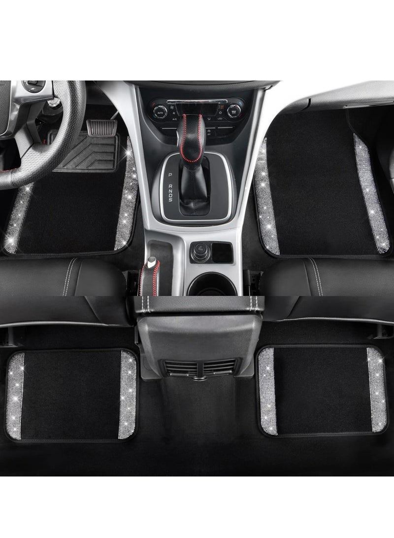 ET-LIFE Car Floor Mats - Universal Waterproof Floor Mats with Anti-Slip PVC Heel Pad, for SUV, Sedan, Van, 44*64cm & 30*44cm, 4pcs Black Silver - Image 4
