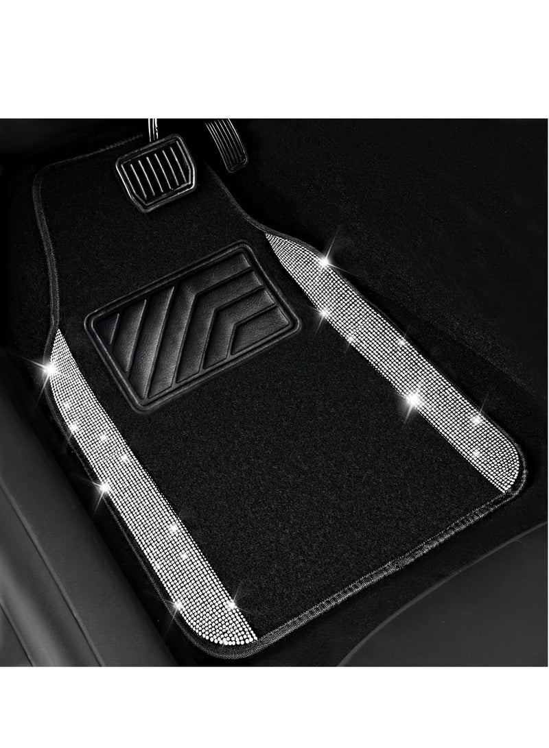 ET-LIFE Car Floor Mats - Universal Waterproof Floor Mats with Anti-Slip PVC Heel Pad, for SUV, Sedan, Van, 44*64cm & 30*44cm, 4pcs Black Silver - Image 5