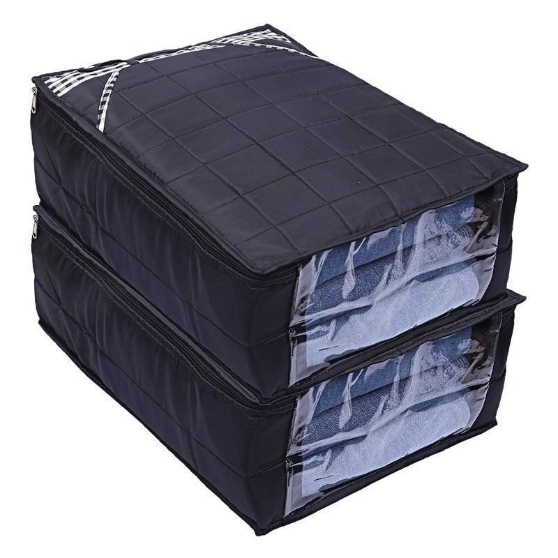 Kuber Industries Parachute Waterproof 2 Pieces Trouser Cover QuiltedWardrobe Organizer Black CTKTC023218 - Image 1