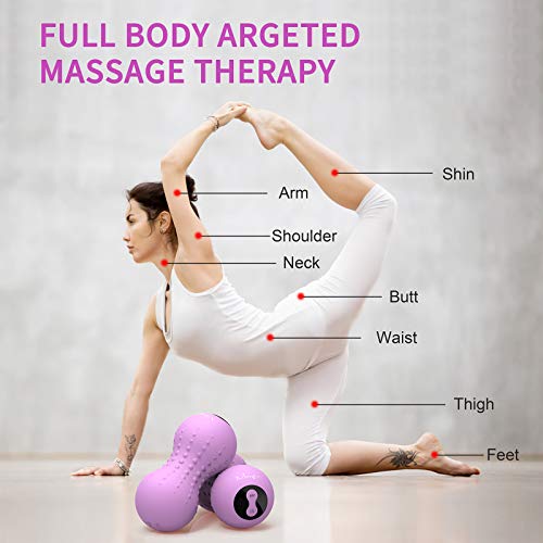 Maxgia Heating Vibrating Peanut Massage Ball - 5 Intensity Levels & 1 Heat Mode - Foam Roller Double Lacrosse Ball - Deep Tissue Trigger Point Therapy - Handheld, Mobility, Rechargeable (Purple) - Image 2