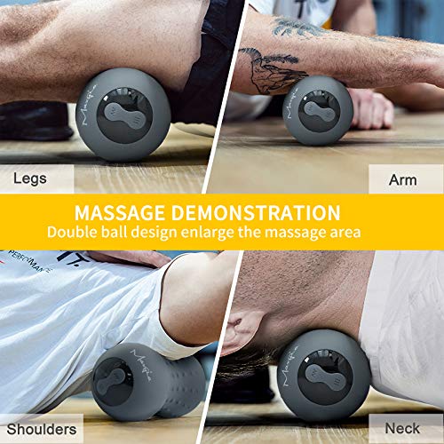 Maxgia Heating Vibrating Peanut Massage Ball - 5 Intensity Levels & 1 Heat Mode - Foam Roller Double Lacrosse Ball - Deep Tissue Trigger Point Therapy - Handheld, Mobility, Rechargeable (Purple) - Image 4