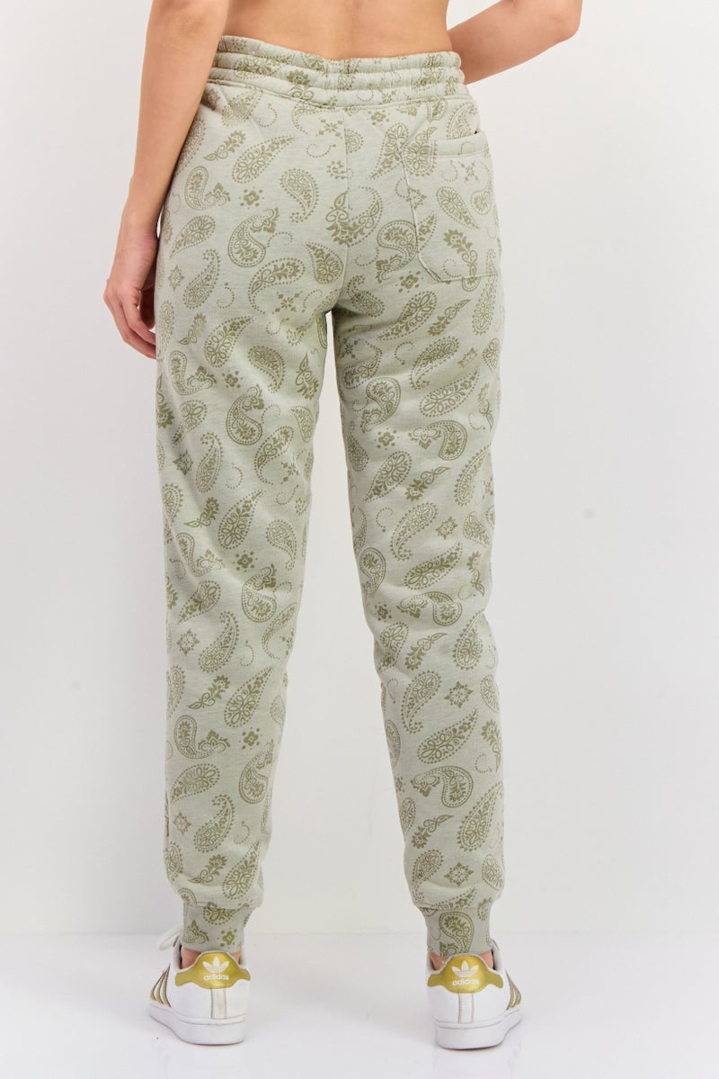 Rue 21 Women Regular Fit Allover Print Sweatpants, Beige - Image 3