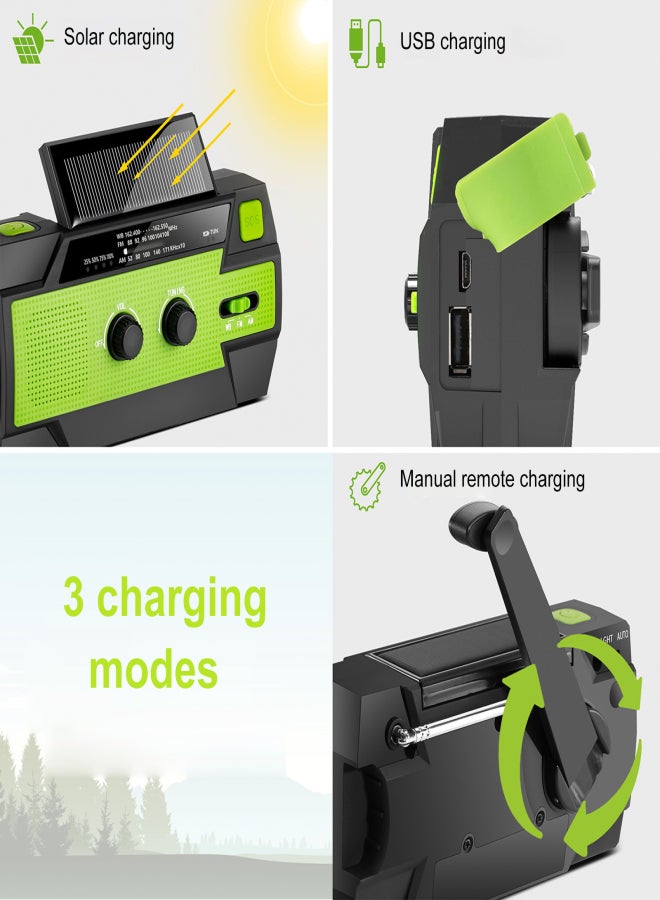 Portable AM/FM & NOAA Radio Outdoor Solar Emergency Hand Crank Radio Reading Light Motion Sensor Light with LED Flashlight SOS Alarm 4000mAh Battery USB Output - Image 3