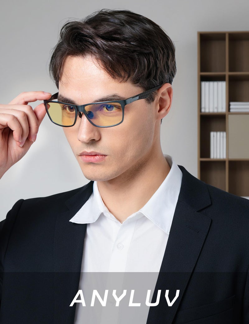 ANYLUV Blue Light Blocking Glasses Men Computer Gaming Glasses Lightweight Al-Mg Metal Anti Eyestrain Eye Protection - Image 2