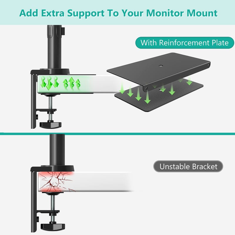 WALI Monitor Mount Reinforcement Plate for Thin, Glass, and Other Fragile Table Tops, with Most Monitor Bracket Grommet C Clamp Installation (CGRP-B), Black - Image 2