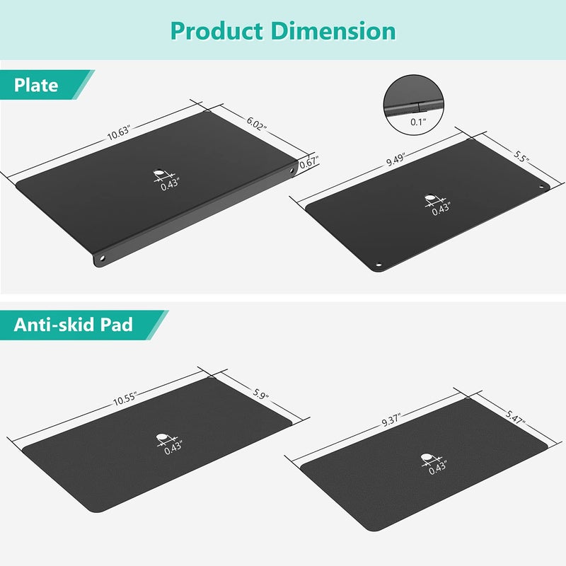 WALI Monitor Mount Reinforcement Plate for Thin, Glass, and Other Fragile Table Tops, with Most Monitor Bracket Grommet C Clamp Installation (CGRP-B), Black - Image 5