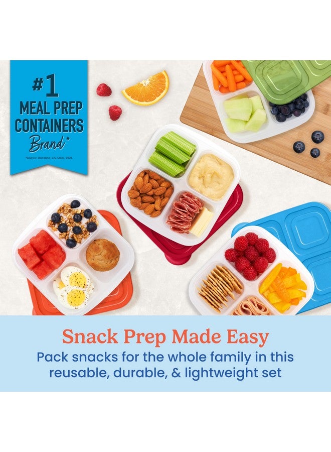 بنتجو مجموعة بينتو إيزي بوكسز للوجبات الخفيفة، 4 أقسام، 8 قطع مع 4 صواني و4 أغطية قابلة للتخصيص للحفاظ على نضارة الطعام - حاويات بينتو قابلة لإعادة الاستخدام لتخزين الطعام وتحضير الوجبات، خالية من مادة بيسفينول أ (كلاسيكية) - Image 1