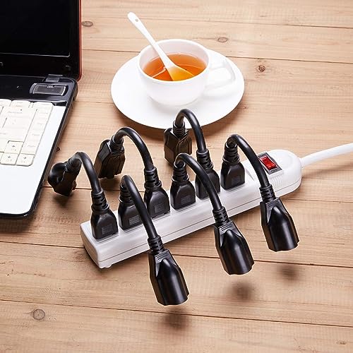 Miady [ETL Listed] Miady Short Power Extension Cord Outlet Saver, 16AWG/13A, 3 Prong (10 Pack, Black, 8 Inch) - Image 5