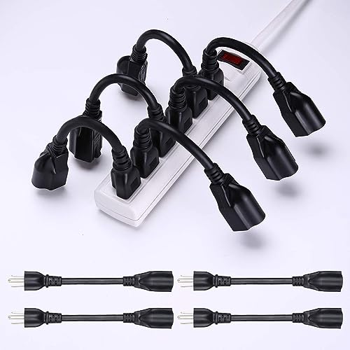 Miady [ETL Listed] Miady Short Power Extension Cord Outlet Saver, 16AWG/13A, 3 Prong (10 Pack, Black, 8 Inch) - Image 3