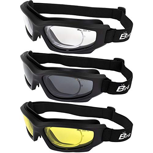Birdz نظارات Birdz الرياضية المتطرفة - 3 أزواج من نظارات الأمان مع عدسات شفافة، دخانية وصفراء مع محول Rx - Image 1
