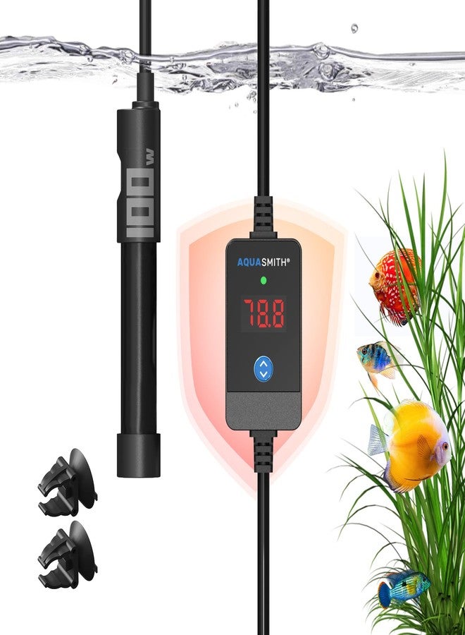 AQUASMITH Aquarium Heater,50w/100w/150w/200w/300w/500w Submersible Fish Tank Heater,External LED Controller, with Over-Temperature Protection and Automatic Power-Off When Leaving Water for. - Image 1