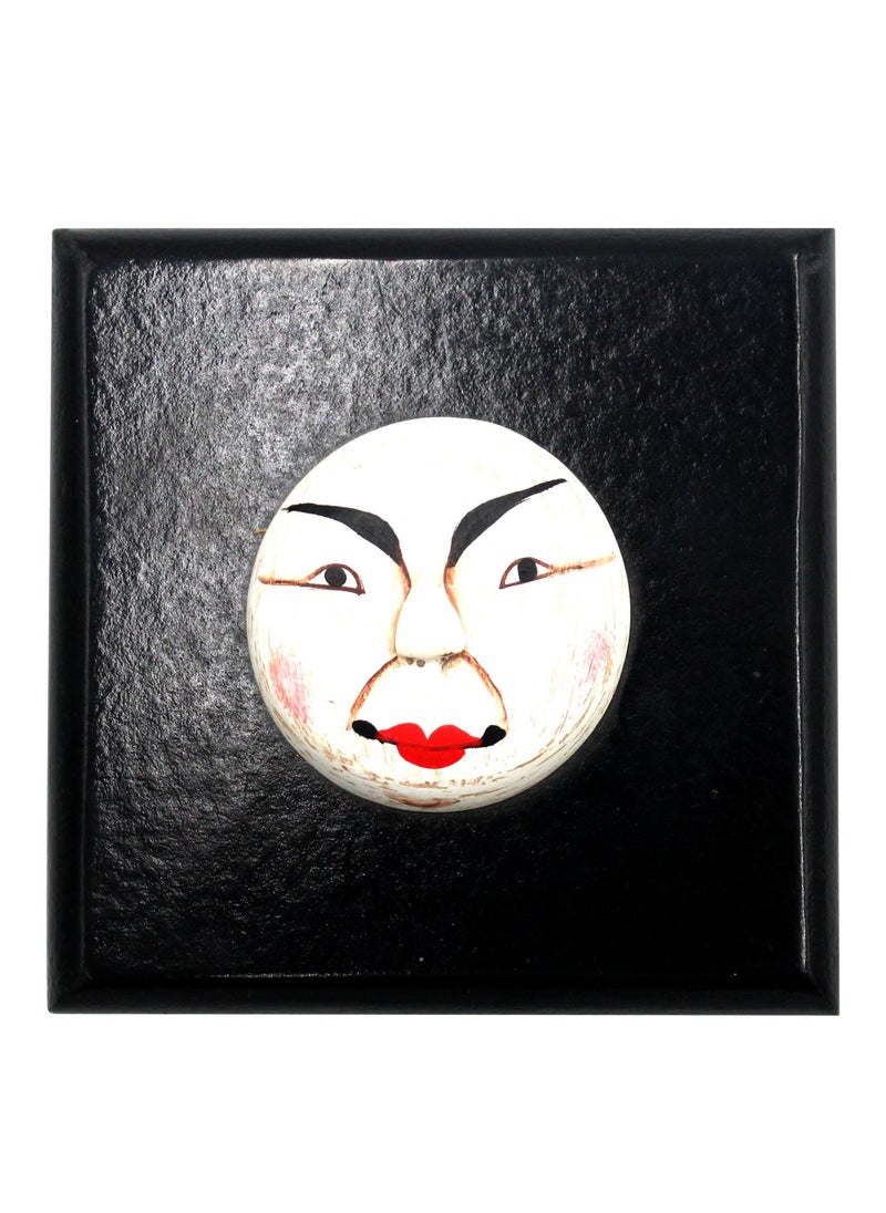 Antique Museum - THAI WOODEN HANDMADE SQUARE BOX WITH SMILING FACE-10CM-TH990A - Image 1