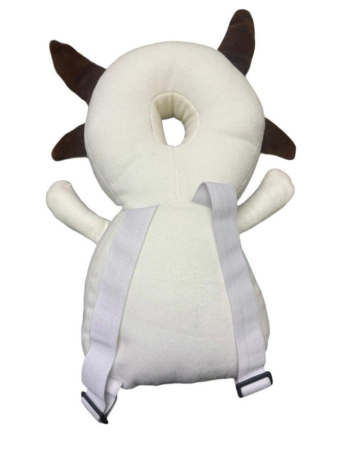 Ess Cubes Enterprise Baby Head Guard Safety Protector Cushion Plush Soft Toy Early Learning Toy Crawling Walking Running Toddler Fall Protection Baby Protector Child Adjustable Shoulder Strap Backpack (White, Cow) - Image 3