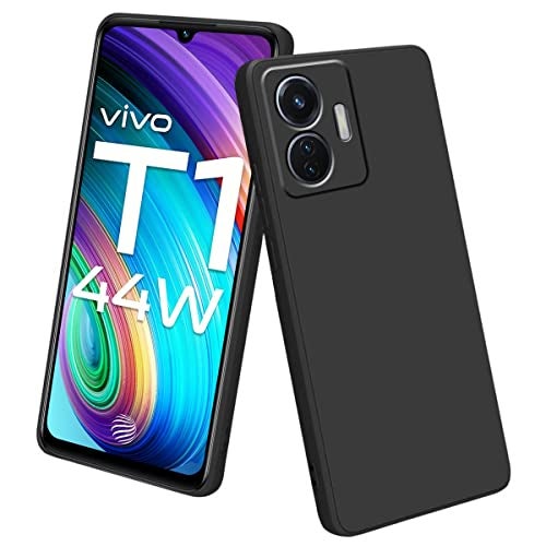LIRAMARK Silicone Soft Back Cover Case for iQOO Z6 44W / Vivo T1 44W (Black) - Image 1