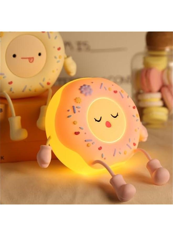 Doughnut Night Light - Cute Donut Night Lamp USB Rechargeable, Auto-Off Bedside Sleep Lamp, Office Study Room Home Desk Ornament, Birthday Gifts for Girls, Boys, Teens, Friends - Image 1