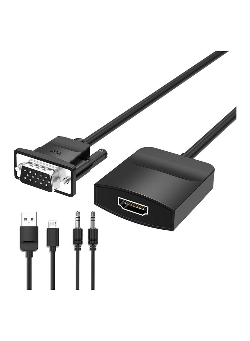 Captaintech VGA to HDMI Adapter with Audio, 1.5FT (PC VGA Source Output to TV/Monitor with HDMI Connector), 1080P VGA to HDMI Converter Cable for Computer, Desktop, Laptop, PC, Monitor, HDTV - Image 1