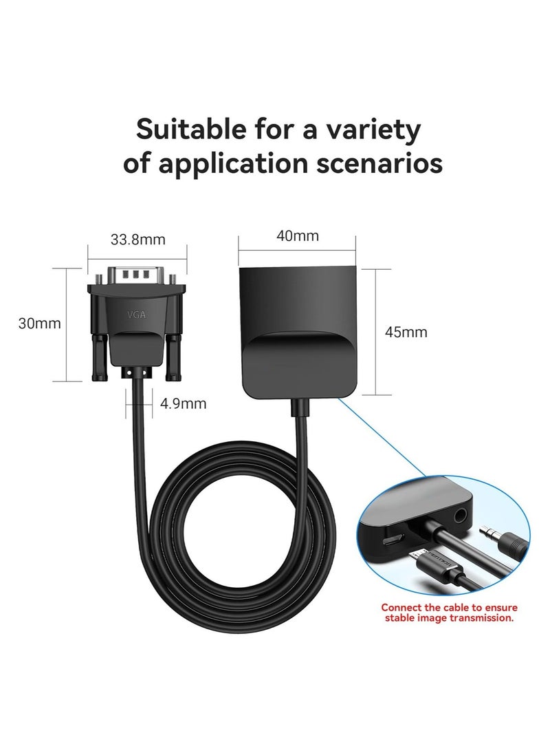 Captaintech VGA to HDMI Adapter with Audio, 1.5FT (PC VGA Source Output to TV/Monitor with HDMI Connector), 1080P VGA to HDMI Converter Cable for Computer, Desktop, Laptop, PC, Monitor, HDTV - Image 4