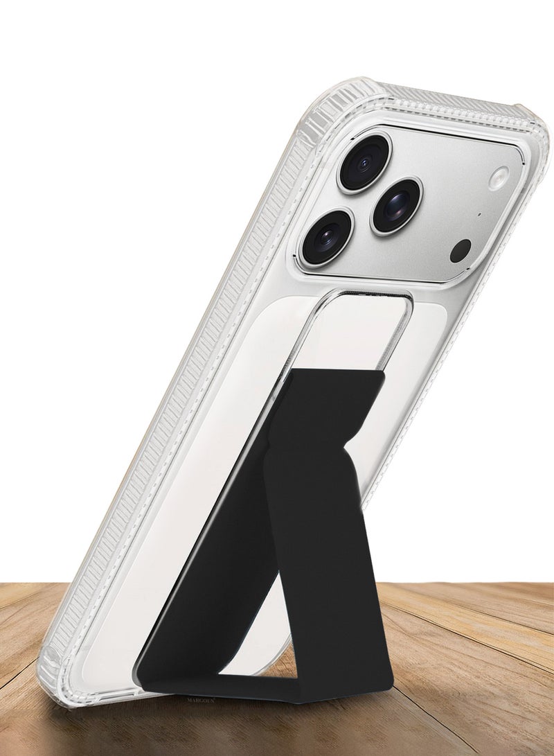 MARGOUN Finger Grip Clear Case Cover for iPhone 17 Pro Max - Kickstand Car Magnetic Holder Multi-function Protective Two-in-one Case - Black-1 - Image 2