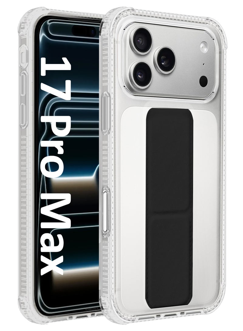 MARGOUN Finger Grip Clear Case Cover for iPhone 17 Pro Max - Kickstand Car Magnetic Holder Multi-function Protective Two-in-one Case - Black-1 - Image 1