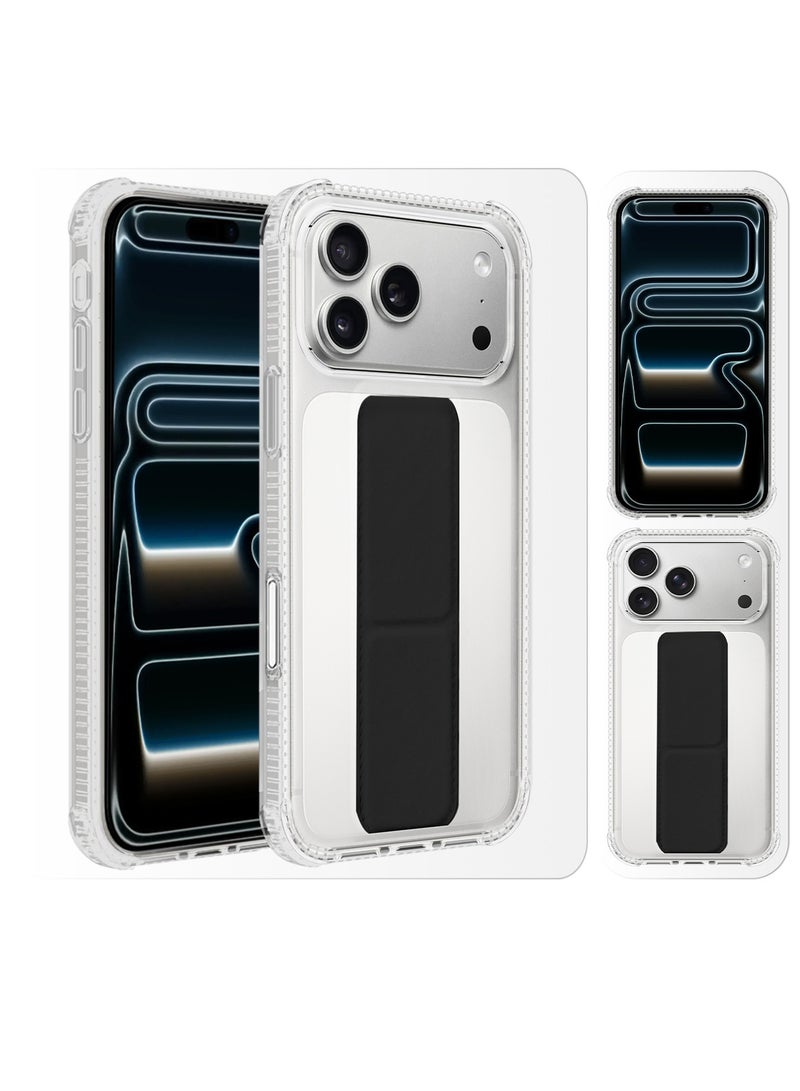 MARGOUN Finger Grip Clear Case Cover for iPhone 17 Pro Max - Kickstand Car Magnetic Holder Multi-function Protective Two-in-one Case - Black-1 - Image 4