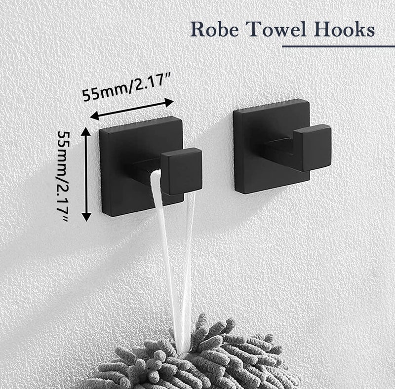PAHSFS 5-Pieces Matte Black Bathroom Hardware Accessories Set, SUS304 Stainless Steel Bath Towel Bar Set, Towel Racks for Bathroom Wall Mounted. - Image 5