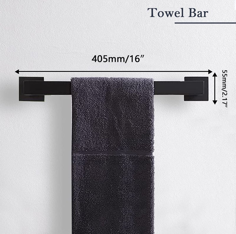 PAHSFS 5-Pieces Matte Black Bathroom Hardware Accessories Set, SUS304 Stainless Steel Bath Towel Bar Set, Towel Racks for Bathroom Wall Mounted. - Image 2