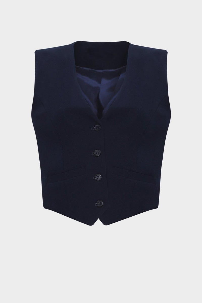 Açelya Okcu AÇELYAOKCU Premium Button Detailed Crepe Vest  - Image 1