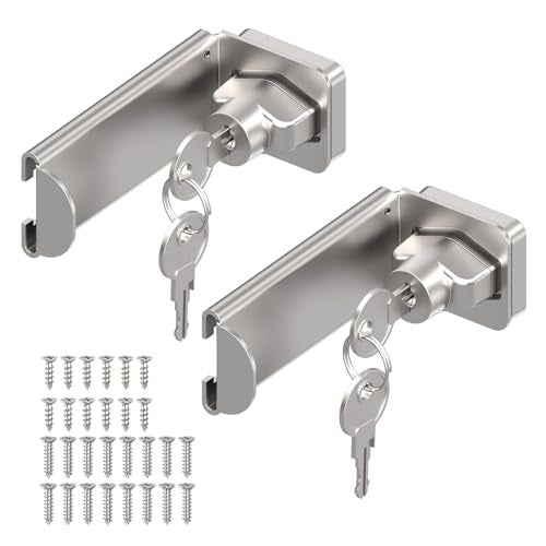 YogePote 90 Degree Right Angle Door Locks 33 Inch Thickened Sliding Hasp Latch for Inward OpeningClosetShedBarn Door Cabinet Heavy Duty Latch for Home Security Silver 33In with Key2PCS - Image 1