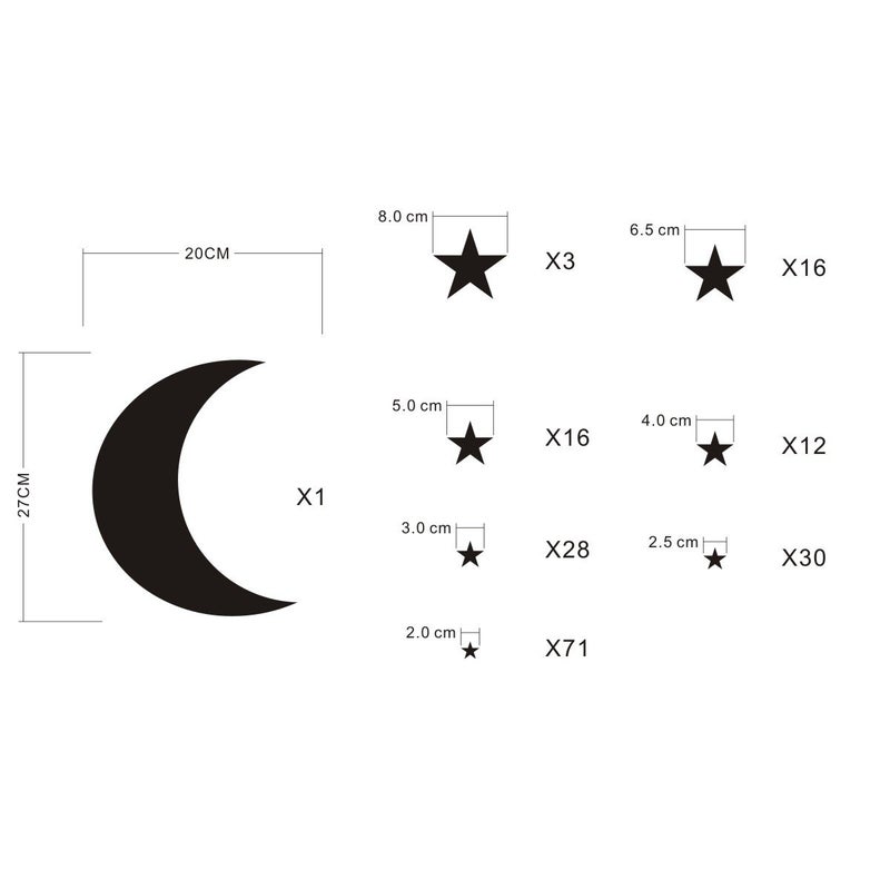 JURUOXIN Moon and Stars Wall Decal Vinyl Sticker for Kids Boy Girls Baby Room Decoration Good Night Nursery Wall Decor Home House Bedroom Design YMX16 (Black) - Image 3