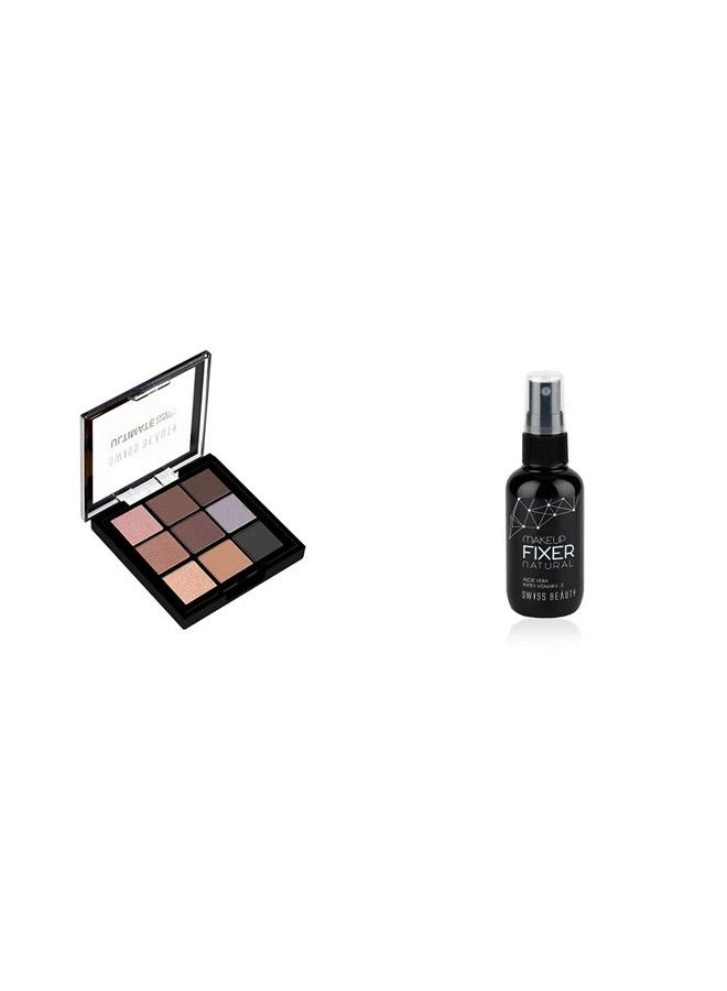 SWISS BEAUTY Swiss Beauty Ultimate 9 Color Eyeshadow Palette Eye Makeup Multicolor05 9G And Swiss Beauty Makeup Fixer Natural Aloe Vera With Vitamine Face Makeup White 50Ml - Image 1