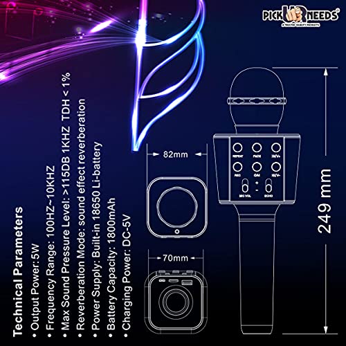 Pick Ur Needs Karaoke Bluetooth Mic Wireless Duplex Bluetooth Microphone Connection Player Speaker 2-in-1 with Recording + USB + FM Microphone Karaoke Mic (Copper) - Image 5