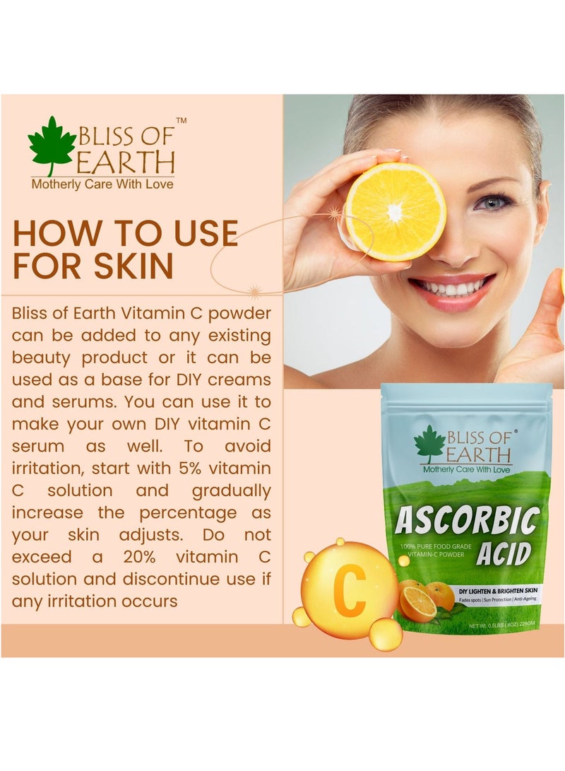 Bliss of Earth 16 oz Ascorbic Acid Powder Pure Food Grade Vitamin-C Rich Powder For Skin,face, Cosmetic & DIY Products 453GM - Image 5