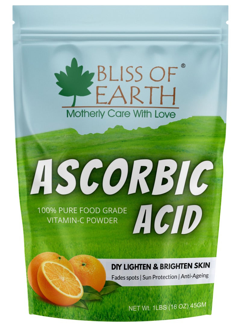 Bliss of Earth 16 oz Ascorbic Acid Powder Pure Food Grade Vitamin-C Rich Powder For Skin,face, Cosmetic & DIY Products 453GM - Image 1