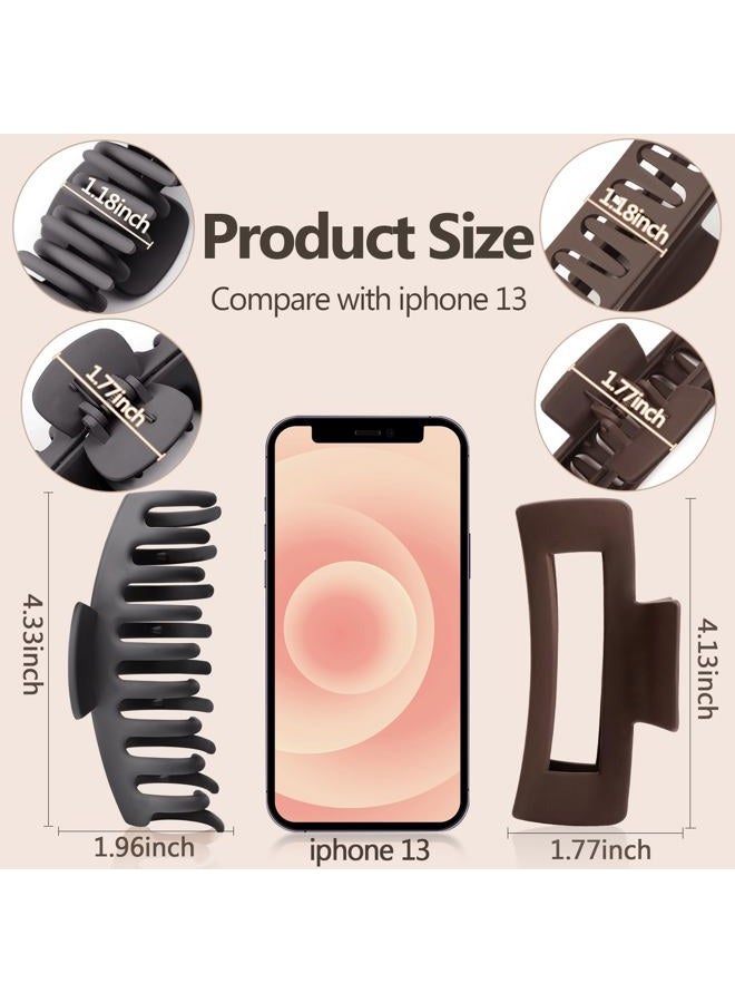 TOCESS 8 Pack Neutral Big Hair Claw Clips for Women Large Claw Clip for Thin Thick Curly Hair 90's Strong Hold 4.33 Inch Nonslip Matte Jumbo Hair Clips - Image 5
