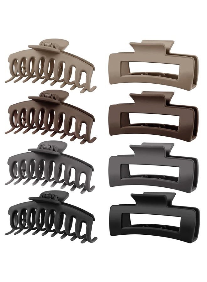 TOCESS 8 Pack Neutral Big Hair Claw Clips for Women Large Claw Clip for Thin Thick Curly Hair 90's Strong Hold 4.33 Inch Nonslip Matte Jumbo Hair Clips - Image 1