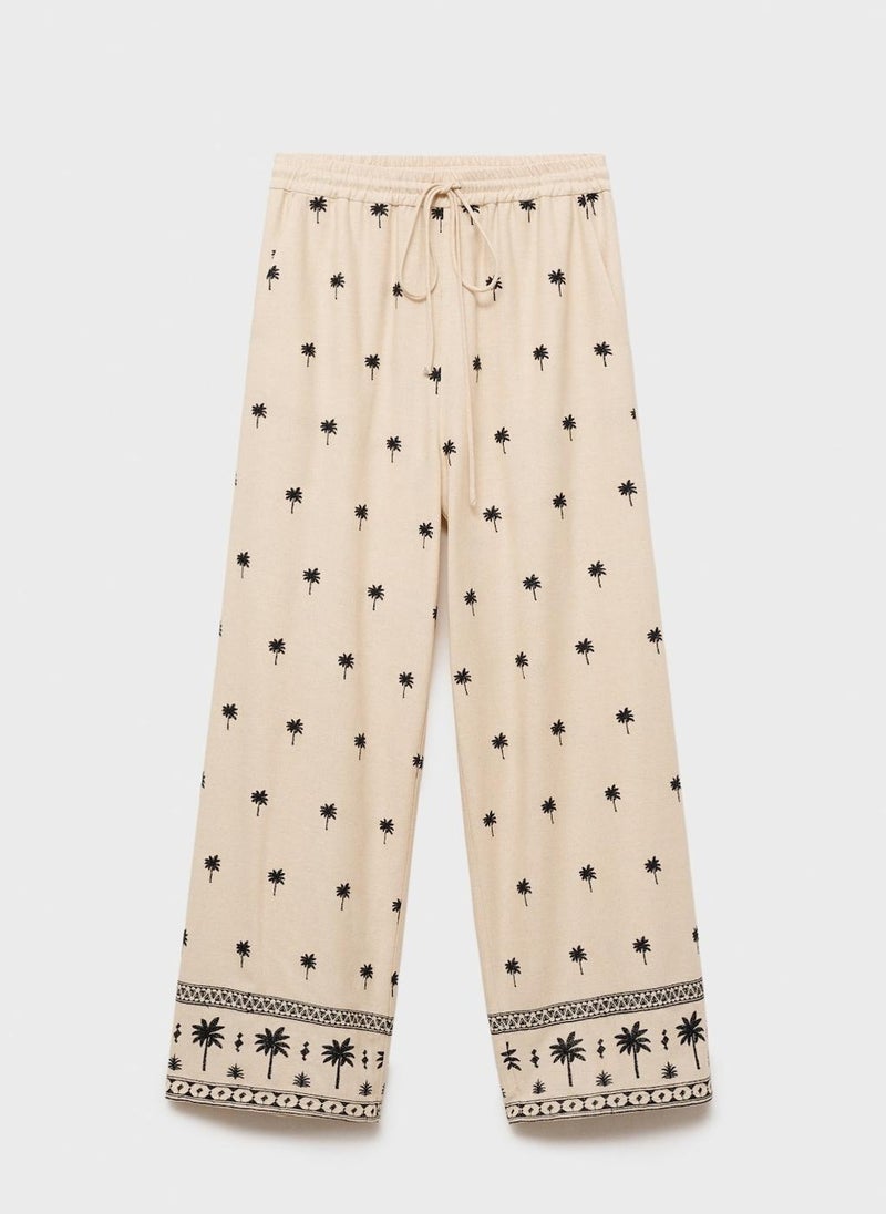 MANGO Embroidered Straight-Fit Trousers  - Image 5