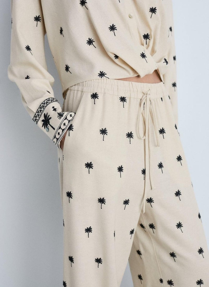 MANGO Embroidered Straight-Fit Trousers  - Image 3