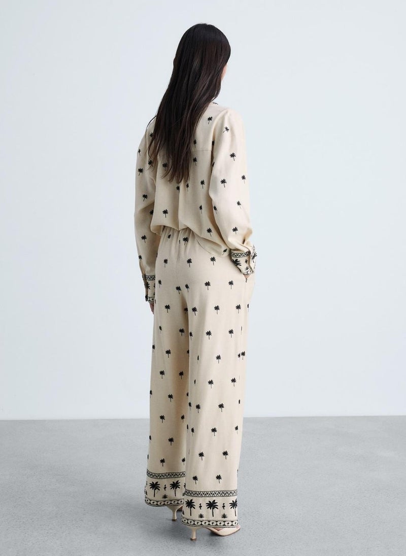 MANGO Embroidered Straight-Fit Trousers  - Image 2
