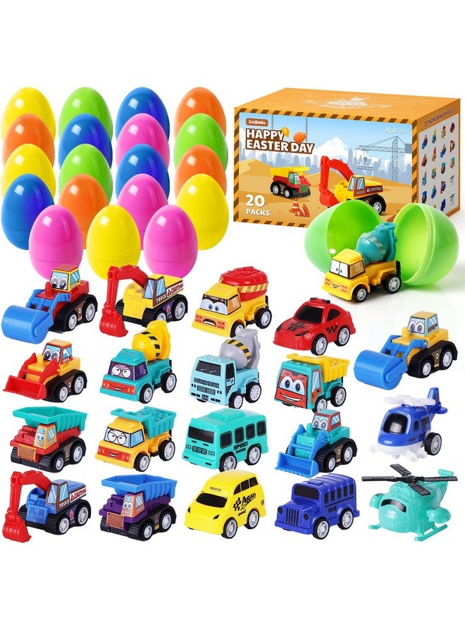 ZenBombs Easter Eggs with Toys Inside-20 PCS Colorful Plastic Easter Eggs Filled with Toy Vehicles for Kids-Surprise Egg for Easter Egg Hunt, Basket Stuffers and Birthday Party Favors - Image 1