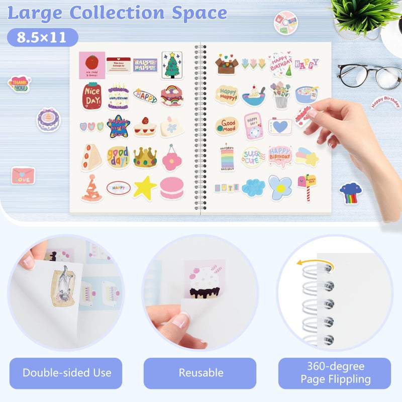 Dajino Large Reusable Sticker Book Collecting Album 8.5Ã—11 Inch Sticker Storage Collection Organizer Book for Adult with 40 Sheets Letter Size Blank Release Paper and Holographic Cover (Little Star) - Image 3